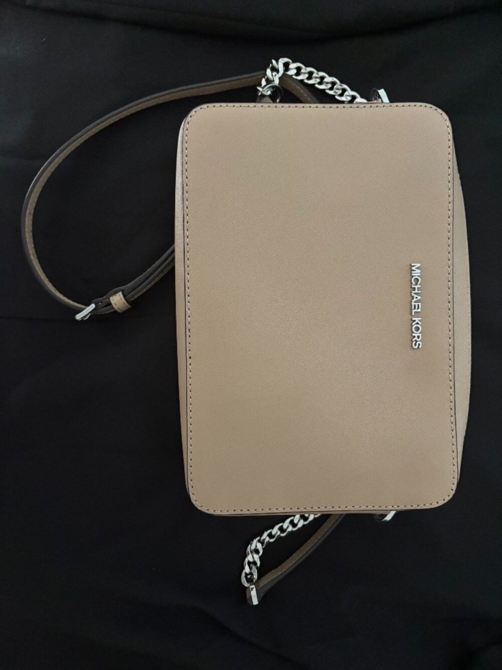 Michael Kors Jet Set East West Crossbody Bag Blush Saffiano Leather Silver